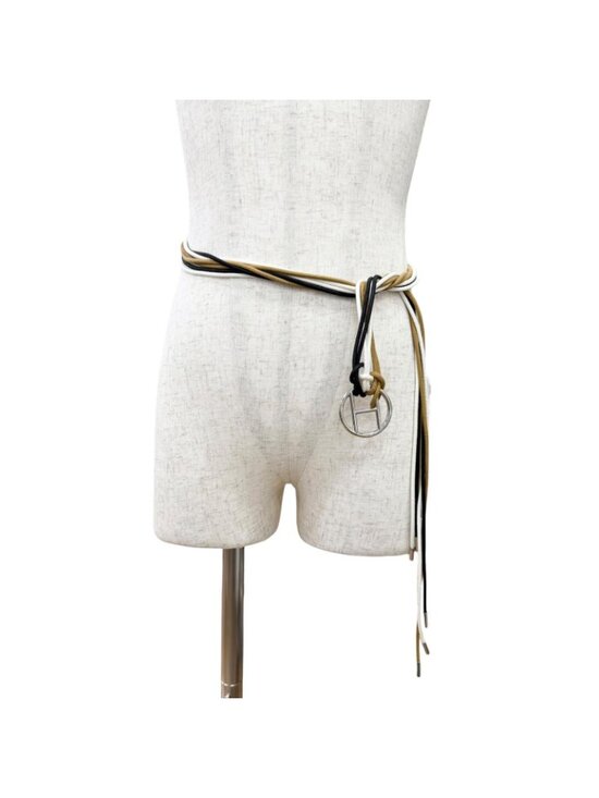 Hermes Sash Belt Silver Motif String 3 Colors Black White Brown Recommended main image 5
